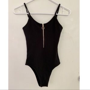 Shein Black Zipper Bodysuit